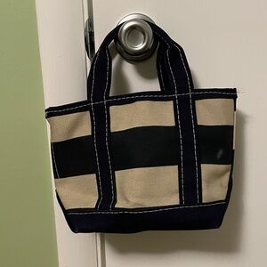 L.L. Bean Mini Navy Blue Strip Canvas Bag